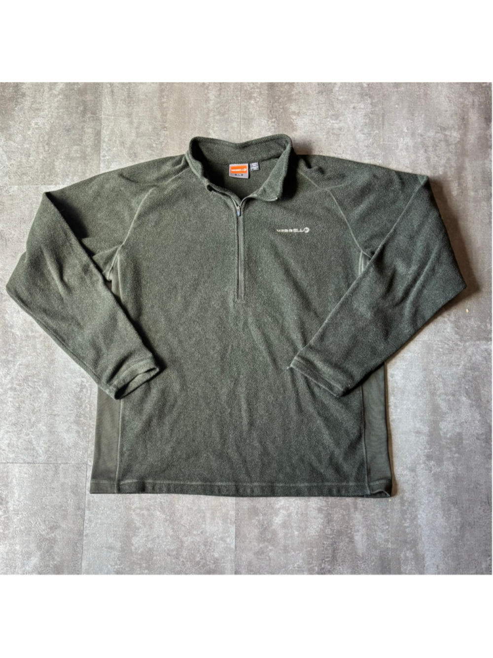 Merrell Fleece Quarter Zip Sweater Mens XL Green Outdoor Hiking